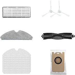 HONITURE Q6 pro Spare Accessories with a dust Bags, 2 Side Brushes Set, HEPA Filter, 10 Disposal mops and Permanent mops, Spindle Brush