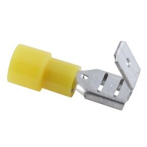 NTE Electronics 76-NIPD12L Nylon Insulated Piggy Back Disconnects, Tin Plated Plating, Brass Terminal, 12-10 AWG Wire Gauge, 0.945" Length, 0.260" Width (Pack of 50)