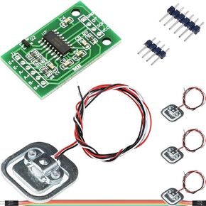 4PCS 50KG Load Cell Human Body Weighing Resistor Voltage Strain Half Bridge Sensor with HX711 24BIT Precision AD Module Pressure Sensor, for Arduino, with Dupont Cable