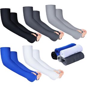 Bememo 10 Pairs Unisex Arm Sleeves Elastic UV Protection Arm Cover Ice Silk Sleeves Cooling Arm Sleeves for Outdoors Driving