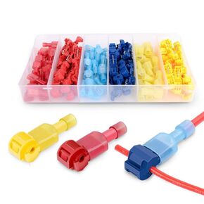 120PCS T Tap Wire Connectors 22-10 AWG Self-Stripping Quick Splice Electrical Wire Spade Terminals Assortment Kit