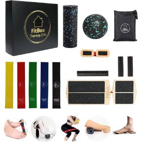 Ankle Balance Board Set - Complete Rehabilitation Kit for Physical Therapy, Foot Balance Trainer with Resistance Bands, Bunion Straightener, Foam Roller & Massage Ball for Home/Gym