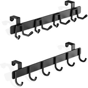 2 Pack Over The Cabinet Door Hook - for Doors up to 7/8''(2.2cm) Thickness, Back of Cabinet Door Rack Hanger Organizer for Coats, Hats, Bathroom Towels, Kitchen Utensils