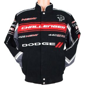 Dodge Challenger Collage Mens Black Twill Jacket by JH Design
