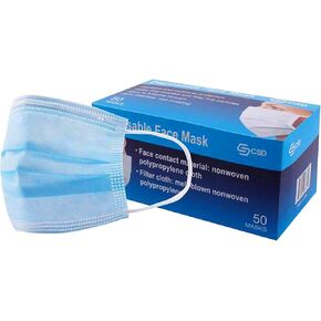 Disposable Face Mask for Men & Women (Pack of 50) - 3-Ply Facial Mouth Cover Masks - Breathable Face Protective Masks with Earloops & Adjustable Nose Clip - Disposable Masks For Adults