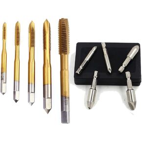 Thread Metric Machine Hand Screw Taps Set M3 M4 M5 M6 M8 Tapping Threading Tool & Damaged Screw Remover Extractor Set