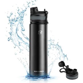 ROCKBROS Insulated Water Bottle with Straw, Stainless Steel Sports Water Cup Flask Leak Proof with Handle Keep Warm and Cold for Hiking, Cycling, Bike Travel, School Sports, Gym