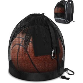 BROTOU Single Ball Bag with Double Hook, Balls Storage Bags with Zipper Pocket, Drawstring Sling Backpack for Soccer Basketball Football Volleyball Rugby