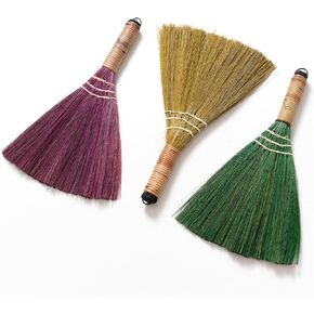 Set of 3 Broom for Kid - Vietnamese Color Natural Straw Soft Broom - Small Whisk Broom (13.19 inch Length, 8.66 inch Width)