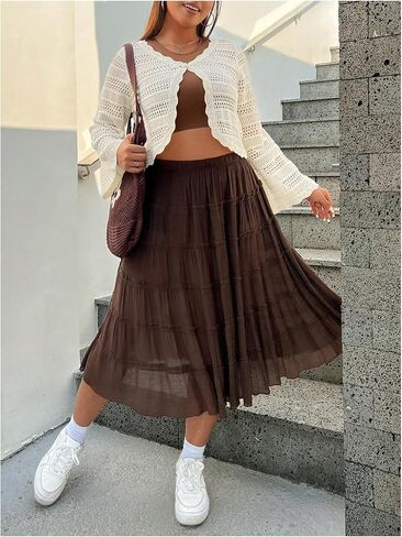 سترة حريمي من Floerns بمقاس كبير ورقبة على شكل حرف V وأكمام طويلة وربطة أمامية منسوجة in Kuwait