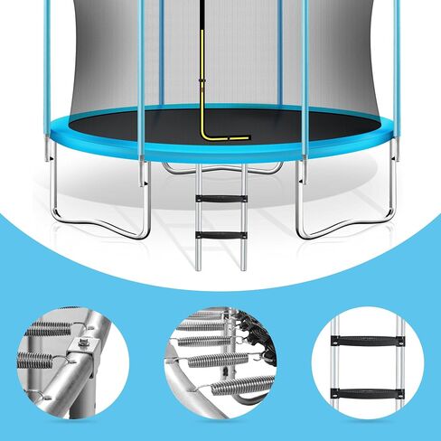 8ft/10/12/ft/14FT Trampoline for Kids, Recreational Outdoor Trampolines with Safety Enclosure Net, Basketball Hoop and Ladder,for Kid and Adults,Boys/Girls,for Outdoor in Saudi Arabia