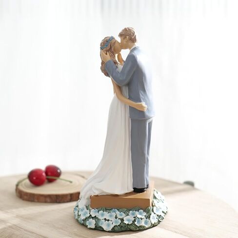 Sweet Newlyweds Kissing Figurine Wedding Decorations Bride Bridegroom Statues Couple Sculpture for Wedding Anniversary Valentine's Gifts Valentines Day Decoration Home Office Table Decor (White) in Saudi Arabia