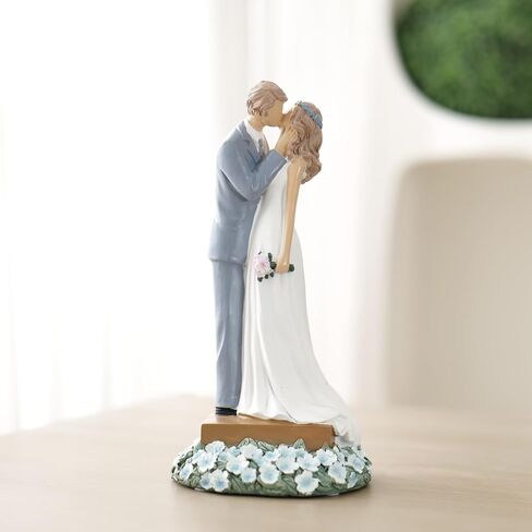 Sweet Newlyweds Kissing Figurine Wedding Decorations Bride Bridegroom Statues Couple Sculpture for Wedding Anniversary Valentine's Gifts Valentines Day Decoration Home Office Table Decor (White) in Saudi Arabia