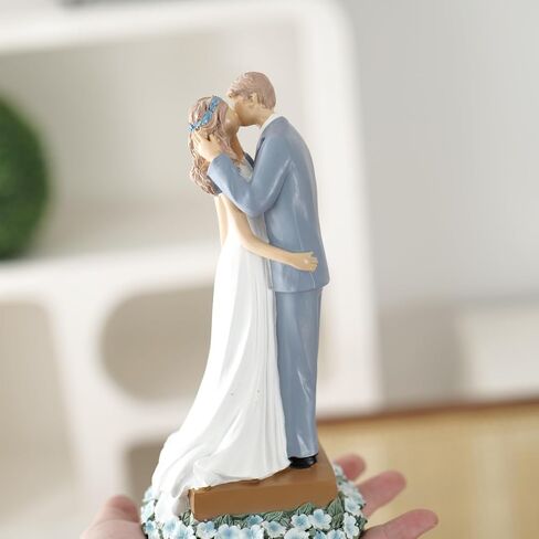 Sweet Newlyweds Kissing Figurine Wedding Decorations Bride Bridegroom Statues Couple Sculpture for Wedding Anniversary Valentine's Gifts Valentines Day Decoration Home Office Table Decor (White) in Saudi Arabia