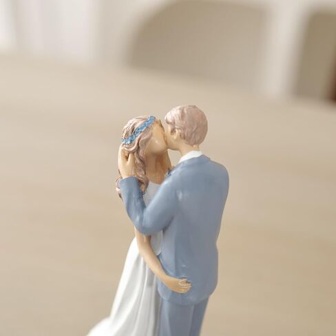 Sweet Newlyweds Kissing Figurine Wedding Decorations Bride Bridegroom Statues Couple Sculpture for Wedding Anniversary Valentine's Gifts Valentines Day Decoration Home Office Table Decor (White) in Saudi Arabia