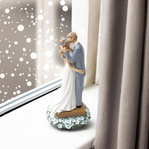 Sweet Newlyweds Kissing Figurine Wedding Decorations Bride Bridegroom Statues Couple Sculpture for Wedding Anniversary Valentine's Gifts Valentines Day Decoration Home Office Table Decor (White) in Saudi Arabia