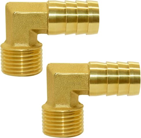 تركيب خرطوم نحاسي من Joywayus، كوع 90 درجة، بارب 5/8 بوصة × 3/8 بوصة NPT أنابيب ذكر للمياه/الوقود/الهواء (عبوة من قطعتين) in Kuwait