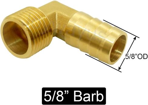 تركيب خرطوم نحاسي من Joywayus، كوع 90 درجة، بارب 5/8 بوصة × 3/8 بوصة NPT أنابيب ذكر للمياه/الوقود/الهواء (عبوة من قطعتين) in Kuwait