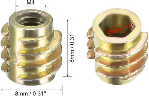 Uxcell الأثاث الخيوط إدراج المكسرات سبائك الزنك عرافة فلوش M4 المواضيع الداخلية 8 مللي متر طول 30 قطعة in Kuwait