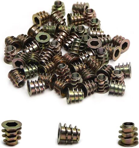 MroMax Hex Threaded Inserts M5 Internal Threads Hex Drive with Flanged 0.39-inch Length Screw in Nut Threaded Wood Inserts Metric,Zinc Alloy Furniture Bolt Fastener Connector for Soft Wood 50pcs in Saudi Arabia