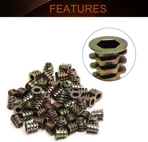 MroMax Hex Threaded Inserts M5 Internal Threads Hex Drive with Flanged 0.39-inch Length Screw in Nut Threaded Wood Inserts Metric,Zinc Alloy Furniture Bolt Fastener Connector for Soft Wood 50pcs in Saudi Arabia