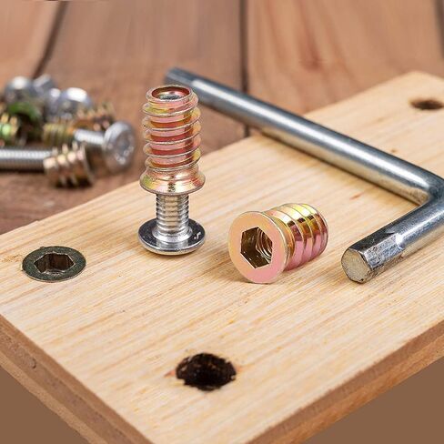 MroMax Hex Threaded Inserts M5 Internal Threads Hex Drive with Flanged 0.39-inch Length Screw in Nut Threaded Wood Inserts Metric,Zinc Alloy Furniture Bolt Fastener Connector for Soft Wood 50pcs in Saudi Arabia