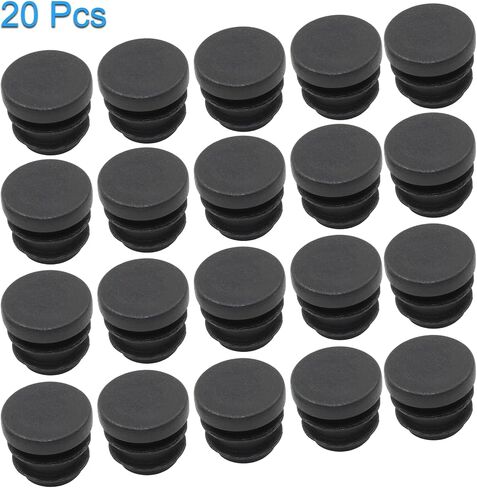 20 Pack 1" Round Plastic Plug, Furniture Pipe Tube Cover Insert Tubing End Caps for Round Tubing Post, Pipe Post, Chairs (Black) in Saudi Arabia