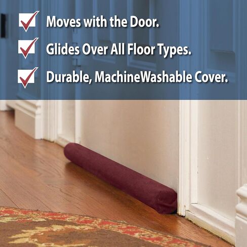 Extreme, Original Door Draft Stopper, Single, Burgundy Year-Round Insulator, Trademarked and Patented Under Door Draft Stopper in Saudi Arabia