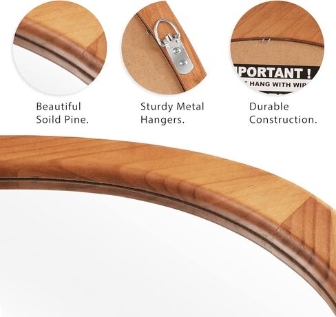 مرآة خشبية غير متماثلة من HOMECOOKIN، مقاس 23.5 بوصة × 19 بوصة، مرآة حائط غير منتظمة بإطار خشبي، ديكور للحمام وغرفة المعيشة وغرفة النوم والمدخل in Kuwait