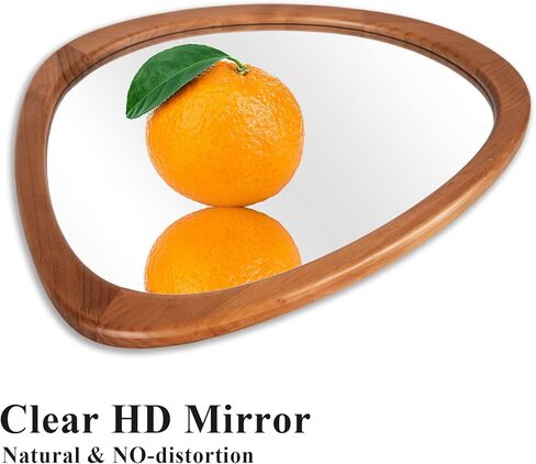 مرآة خشبية غير متماثلة من HOMECOOKIN، مقاس 23.5 بوصة × 19 بوصة، مرآة حائط غير منتظمة بإطار خشبي، ديكور للحمام وغرفة المعيشة وغرفة النوم والمدخل in Kuwait