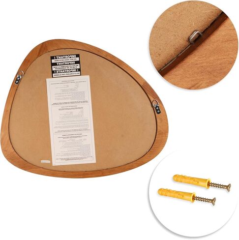 مرآة خشبية غير متماثلة من HOMECOOKIN، مقاس 23.5 بوصة × 19 بوصة، مرآة حائط غير منتظمة بإطار خشبي، ديكور للحمام وغرفة المعيشة وغرفة النوم والمدخل in Kuwait