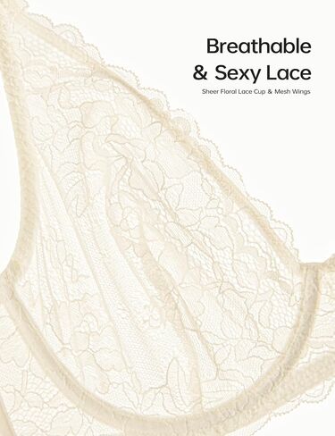 Wingslove Women's Sexy Bra Sheer Lace Bra Plunge Unlined Full Coverage See Through Underwire Bra in Saudi Arabia