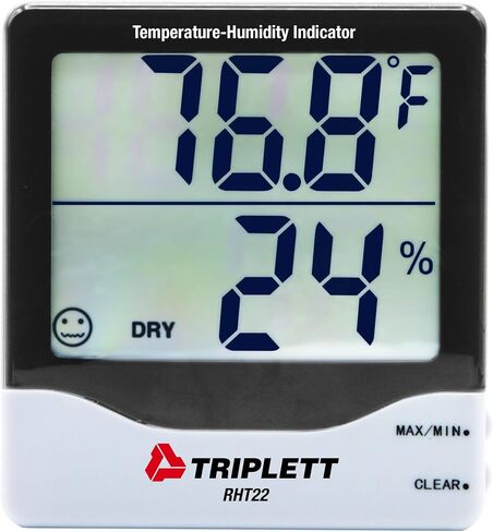 مقياس حرارة رطوبة داخلي رقمي من Triplett RHT22 مزود بشاشة عرض مزدوجة وشهادة إمكانية التتبع إلى NIST - درجة الحرارة والرطوبة in Kuwait