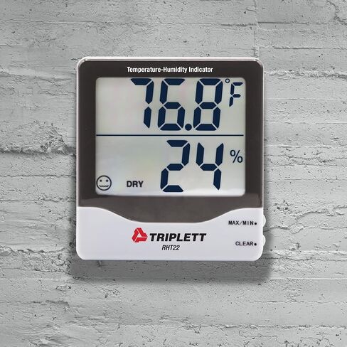 مقياس حرارة رطوبة داخلي رقمي من Triplett RHT22 مزود بشاشة عرض مزدوجة وشهادة إمكانية التتبع إلى NIST - درجة الحرارة والرطوبة in Kuwait