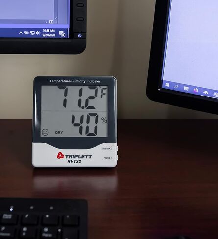 مقياس حرارة رطوبة داخلي رقمي من Triplett RHT22 مزود بشاشة عرض مزدوجة وشهادة إمكانية التتبع إلى NIST - درجة الحرارة والرطوبة in Kuwait