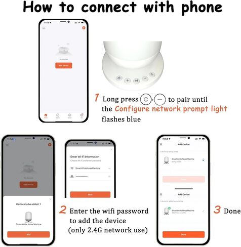 Sound Machine with Night Light. Sound Machine for Sleeping & Relaxing, 34 Non-Looping Sounds, Wake-up Timer, App Remote Control, White Noise Machine for Baby Kid Adults Travel in Kuwait