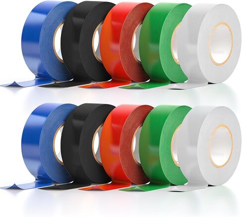 DYSMIO Electrical Tape Red Color - Professional Vinyl Waterproof Electrical Tape for Outdoor Use, Electric Repairs - Flame-Retardant & Weather-Proof - 7-mil Thick, 3/4" Wide, 60-ft Long - 10-Pack in Saudi Arabia