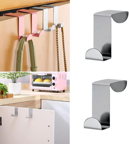 خطافات تعليق من الفولاذ المقاوم للصدأ فوق الباب، منظم شماعات على شكل حرف Z فضي سلس على شكل حرف Z للمطبخ والحمام وغرفة النوم والمكتب (5 عبوات) in Kuwait