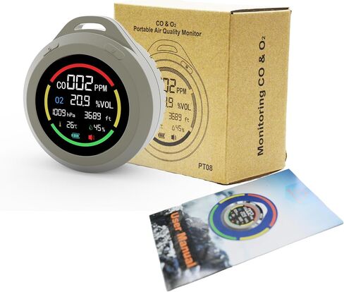 6-in-1 Portable Oxygen Detector with CO, Altitude, Atmospheric Pressure, Temperature and Humidity Monitor for Hiking, Camping, RVs and Outdoor Activists in Saudi Arabia