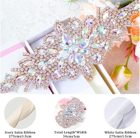 Pardecor حزام كريستال الزفاف حجر الراين زين بريق أحزمة فستان الزفاف مطرز وشاح الزفاف حزام الزفاف حزام الزفاف... in Kuwait