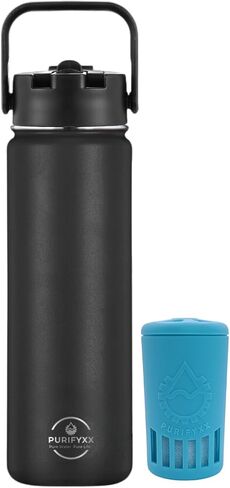 HydroBottle | Stainless Steel Filtered Water Bottle, 24 oz | BPA-Free, Removes Lead, Chlorine, Arsenic, VOCs | Filter Lasts 3 Months, Replaces 568 Plastic Bottles in Saudi Arabia