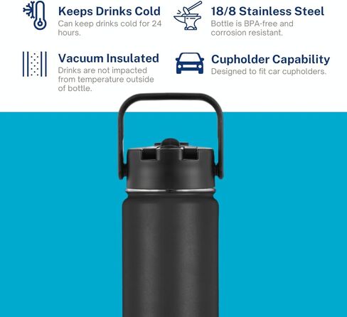 HydroBottle | Stainless Steel Filtered Water Bottle, 24 oz | BPA-Free, Removes Lead, Chlorine, Arsenic, VOCs | Filter Lasts 3 Months, Replaces 568 Plastic Bottles in Saudi Arabia