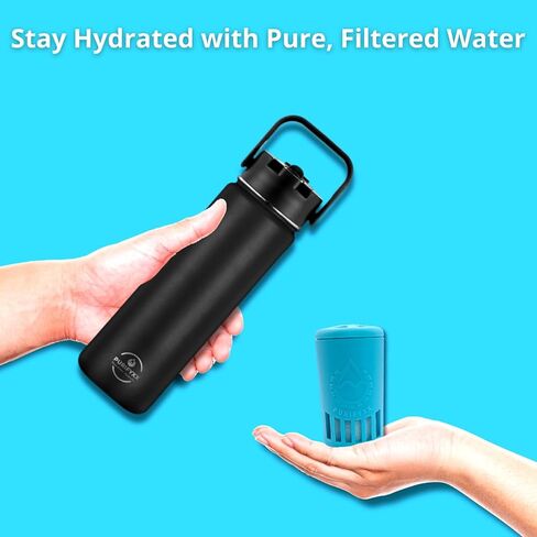 HydroBottle | Stainless Steel Filtered Water Bottle, 24 oz | BPA-Free, Removes Lead, Chlorine, Arsenic, VOCs | Filter Lasts 3 Months, Replaces 568 Plastic Bottles in Saudi Arabia