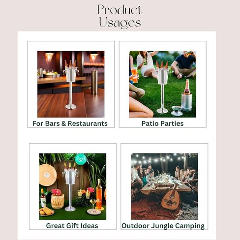 Nagina International Nickel Plated Premium Aluminum Free Standing Wine Chiller | Wine Coolers & Cellar with Ice Bucket | Kitchen & Bar Wares in Kuwait