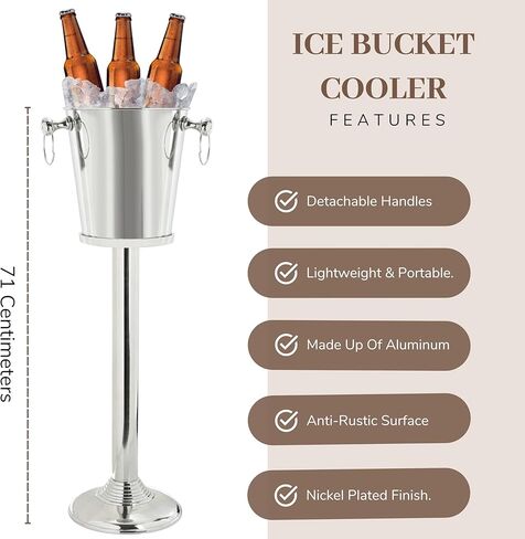 Nagina International Nickel Plated Premium Aluminum Free Standing Wine Chiller | Wine Coolers & Cellar with Ice Bucket | Kitchen & Bar Wares in Kuwait