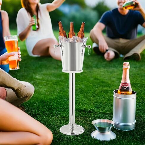 Nagina International Nickel Plated Premium Aluminum Free Standing Wine Chiller | Wine Coolers & Cellar with Ice Bucket | Kitchen & Bar Wares in Kuwait