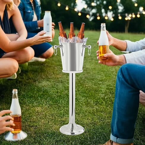 Nagina International Nickel Plated Premium Aluminum Free Standing Wine Chiller | Wine Coolers & Cellar with Ice Bucket | Kitchen & Bar Wares in Kuwait