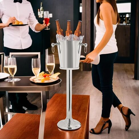 Nagina International Nickel Plated Premium Aluminum Free Standing Wine Chiller | Wine Coolers & Cellar with Ice Bucket | Kitchen & Bar Wares in Kuwait