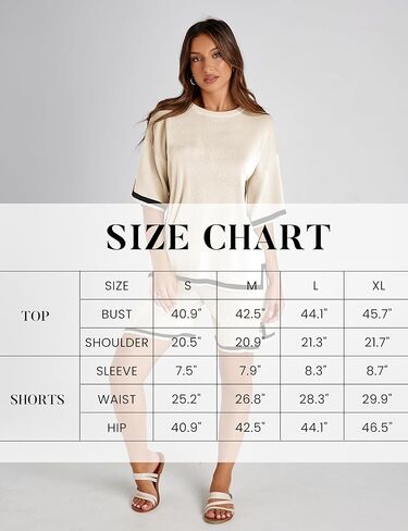 Athlisan Womens Sweater Sets Two Piece Outfits Knitted Tops Elastic Waist Shorts Lounge Sets in Kuwait