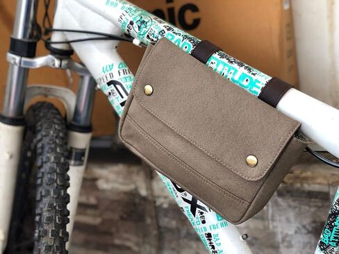 Canvas Leather Bike Handlebar Bag Vintage Bicycle Bag Seat Bag Cycling Bag Panniers Lunch Box Waterproof Mountain Bike Front Bag Multifunctional Road Bike Basket Bicycle Bag Professional Cycling Acces in Kuwait